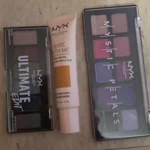 2 NYX palettes and bare w me tinted veil